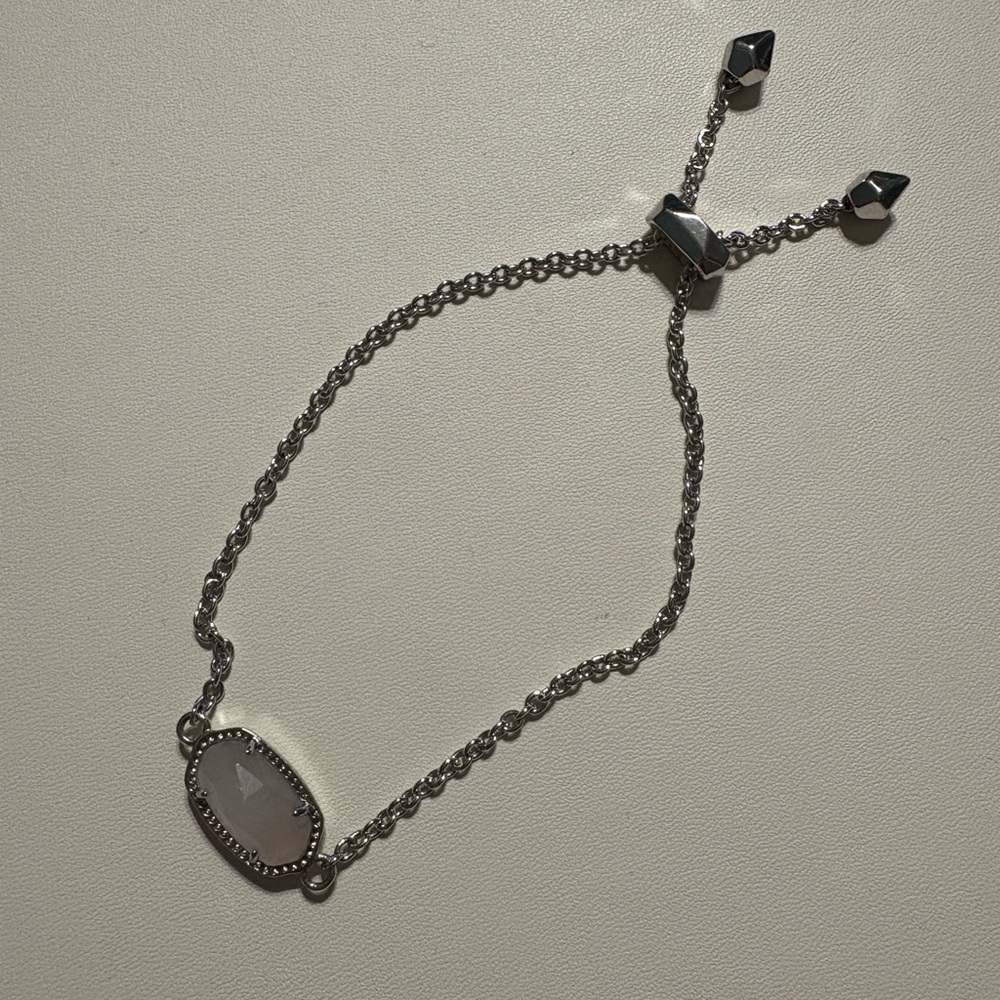 Kendra Scott Silver Bracelet with Baby Pink Gemstone